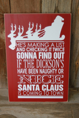 Christmas Santa Claus is coming to town PERSONALIZED sign with vinyl ...