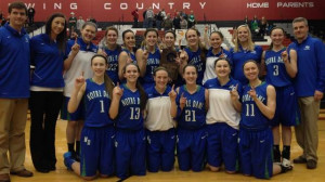 The Green Bay Notre Dame girls basketball team poses Saturday after ...
