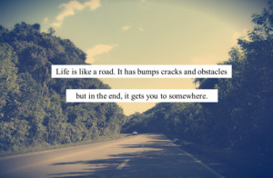 Life is like a road. It has bumps cracks and obstacles but in the end ...