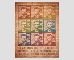 abraham abe lincoln gettysburg address retro all men are created equal ...