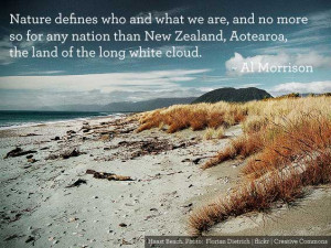 Quote by Al Morrison set in front of an image of Haast Beach. 