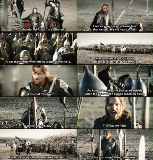 Aragorn's speech at the Black Gate. Arguably the greatest pre-battle ...