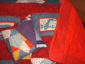 Antique American Sayings Throw Quilt w/Pillow