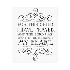 For This Child I Have Prayed Scripture Quote Gallery Wrapped Canvas ...