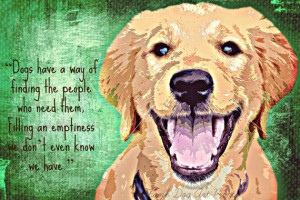Golden Retriever Dog Digital Art Print With Quote