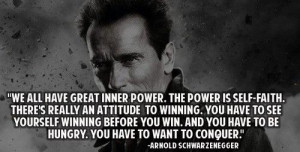 Motivational Quote on Strength by Arnold Schwarzenegger..