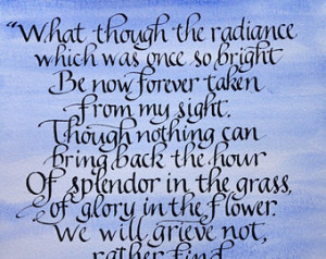 Memorial, Custom, Splendor in the Grass Poem, Handwritten 11 x 14 on ...