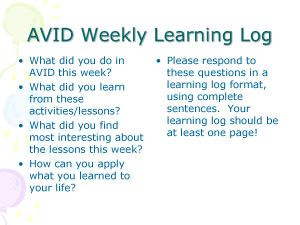 Avid Learning Log