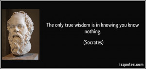 The only true wisdom is in knowing you know nothing. - Socrates