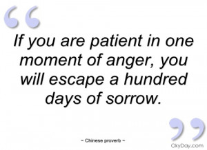 if you are patient in one moment of anger you will escape a
