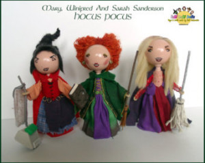 ... Pocus Peg doll set - Mary, Winnie & Sarah Sanderson by FaBi DaBi Dolls