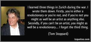 learned three things in Zurich during the war. I wrote them down ...