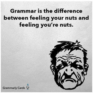 Grammar is the difference between feeling your nuts and feeling you're ...