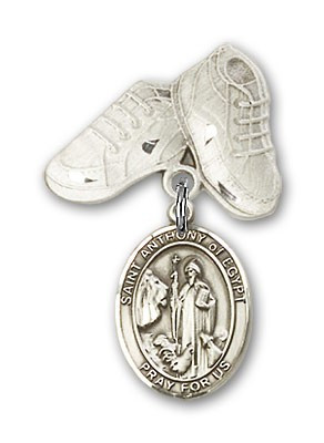 Pin Badge with St. Anthony of Egypt Charm and Baby Boots Pin - Silver ...