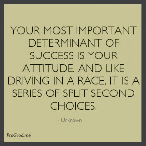 Your Most Important Determinant Of Success Is Your Attitude. And Like ...