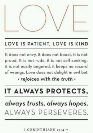 Corinthians 13:4-7 - Love is patient, love is kind