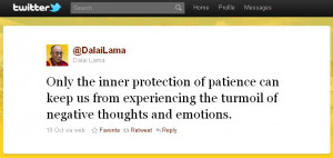 Dalai Lama: Only the inner protection of patience can...