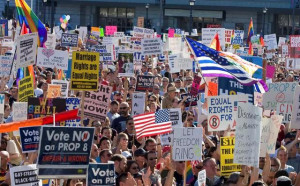 Same-sex marriage supporters protest the passage of Proposition 8 in ...