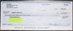 And here’s the fake check:
