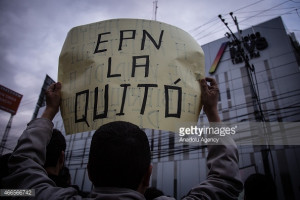 People Attend A Protest To Support Carmen Aristegui Outside The Media