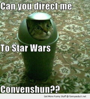 direct me star wars convention cat bin trash r2 d2 animal funny pics ...