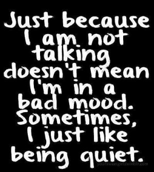 Sometimes I like being quiet