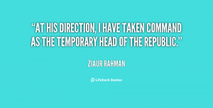 At his direction, I have taken command as the temporary Head of the ...