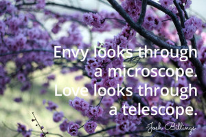 Envy looks through a microscope. Love looks through a telescope ...