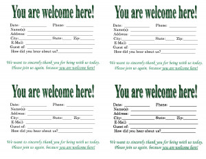 Church Visitor Card Template Word