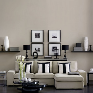Teaming neutral shades with bold black provides a stylish look in this ...
