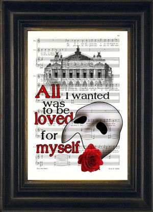 Phantom of the Opera Paris Opera House Quote on upcycled vintage music ...