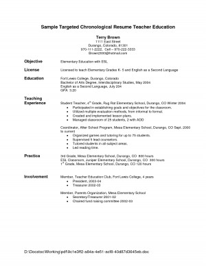 Elementary Resume Sample School Teacher by ftv14677