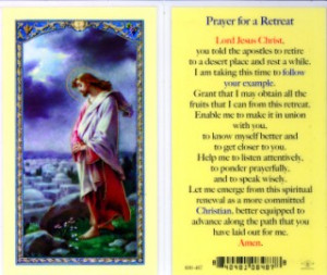 image of prayer for a retreat holy card