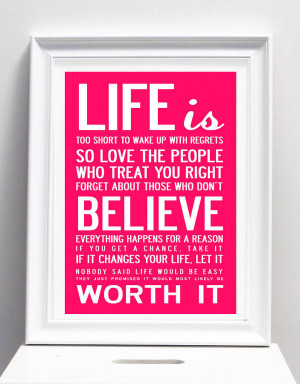 homepage > I LOVE DESIGN > 'LIFE IS TOO SHORT' QUOTE PRINT OR CANVAS