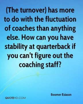 Boomer Esiason - (The turnover) has more to do with the fluctuation of ...