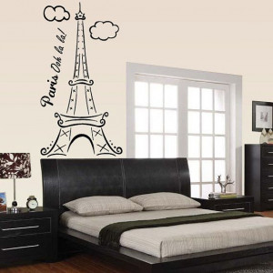 PARIS Ooh La La CloudsTour Eiffel Tower Wall Decal Custom Color Decor ...