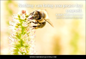 Nothing can bring you peace but yourself. Ralph Waldo Emerson ...
