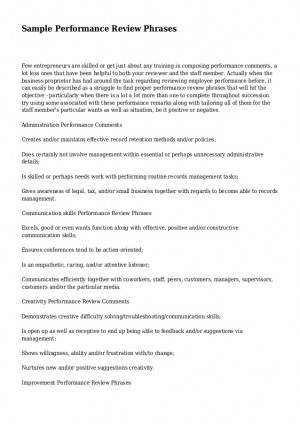 Sample Performance Review Phrases