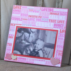 Pink Valentine Sayings with Pink Glitter Hearts 4x6 Picture Frame