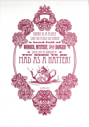 Alice Wonderland Mad Hatter Quotes And Sayings Tattoos Photo