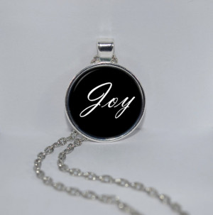 Silver Colour Joy Glass Photo Pendant Necklace Text Quote Jewellery ...