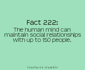 Fact Quote ~ The human mind can maintain social relationships with…