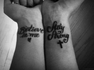 believe in me, black and white, stay strong, tattoo