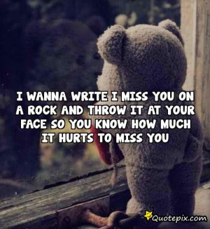 Wanna Write I Miss You On A Rock And Throw It At..