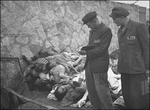 Survivors count the corpses of prisoners killed in the Mauthausen ...