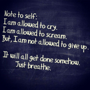 ... am not allowed to give up. It will all get done somehow. Just breathe