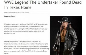 Undertaker death hoax goes viral on internet