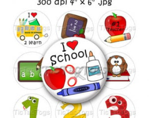 Instant Download - I Heart School Back To School Set Bottle Cap Images ...