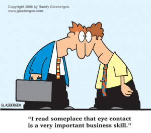 Funny Sales Cartoon - eye contact
