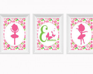 Pink And Green Nursery Wall Art With Inspirational Baby Girl Quotes